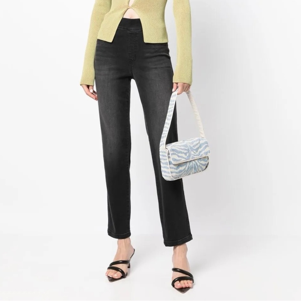 Spanx $128 Straight Leg Jeans 20355R Vintage Black High Rise Ankle Small